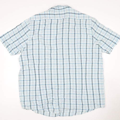 Taylor & Wright Men's Blue Check Short Sleeve Button-Up Shirt 2XL