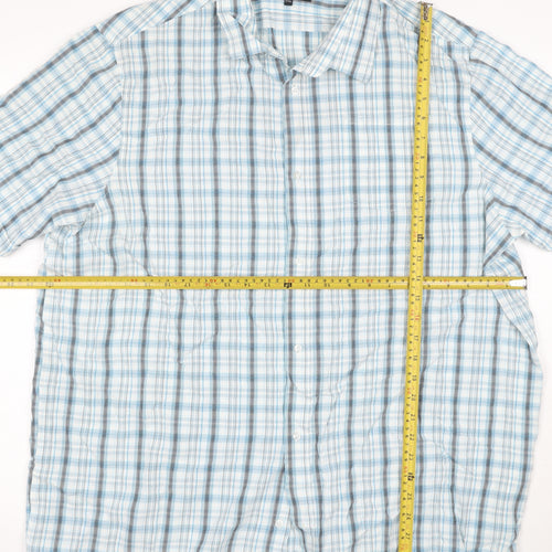 Taylor & Wright Men's Blue Check Short Sleeve Button-Up Shirt 2XL