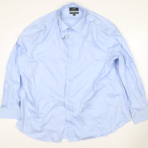 Marks & Spencer Men Blue 19 Regular Fit Non-Iron Cotton Shirt