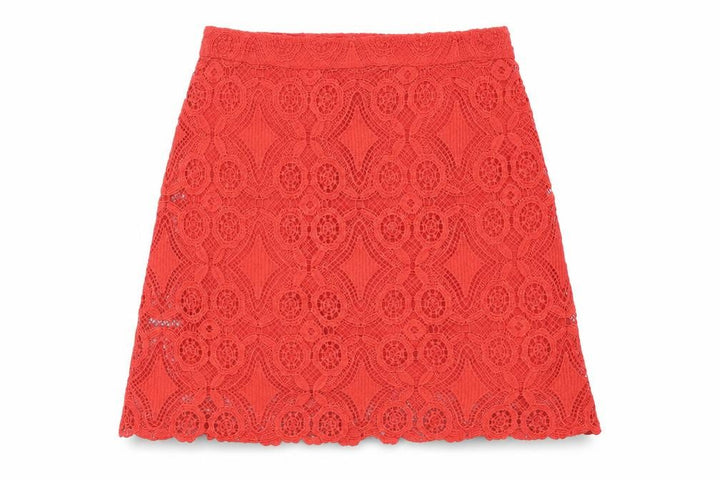 Hollister Women Red M Lace A-Line Mini Skirt Lined Zip Floral