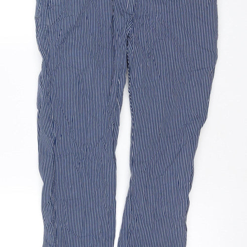 Marks and Spencer Women’s Blue Striped Size 12 Straight Cotton Trousers