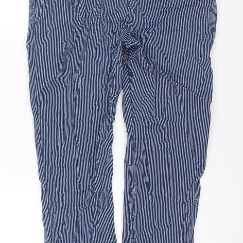 Marks and Spencer Women’s Blue Striped Size 12 Straight Cotton Trousers