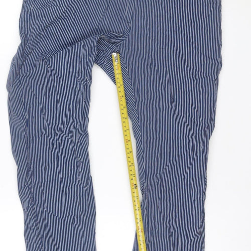 Marks and Spencer Women’s Blue Striped Size 12 Straight Cotton Trousers