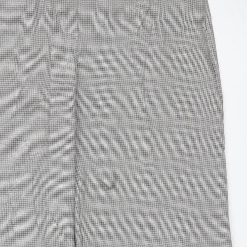 M&S Collection Women Grey Check Straight Trousers Size 14 Short