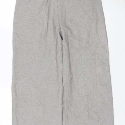M&S Collection Women Grey Check Straight Trousers Size 14 Short