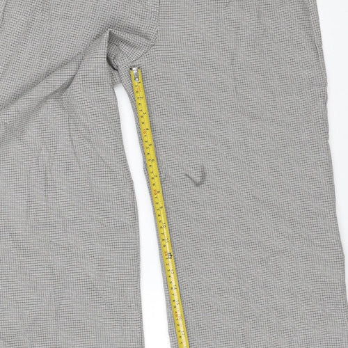 M&S Collection Women Grey Check Straight Trousers Size 14 Short