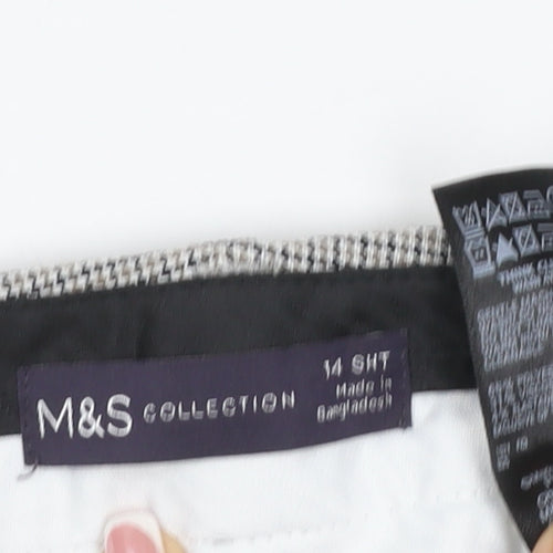 M&S Collection Women Grey Check Straight Trousers Size 14 Short