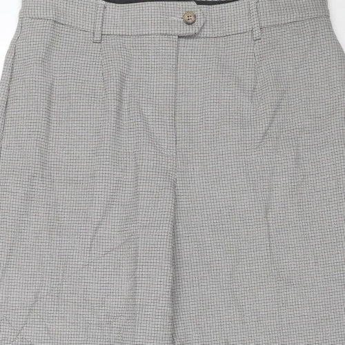 M&S Collection Women Grey Check Straight Trousers Size 14 Short