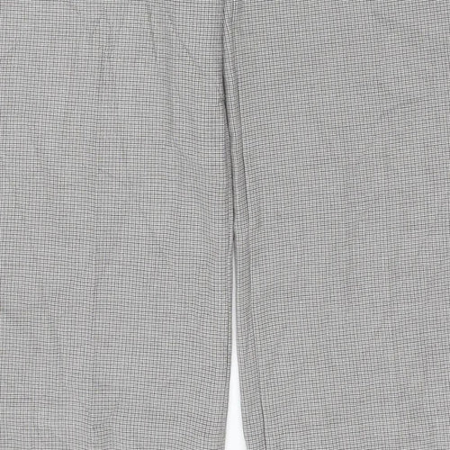 M&S Collection Women Grey Check Straight Trousers Size 14 Short