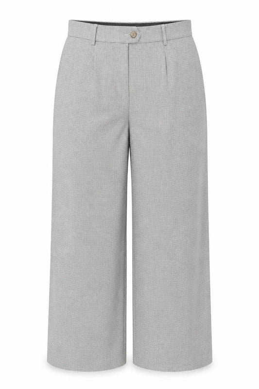 M&S Collection Women Grey Check Straight Trousers Size 14 Short