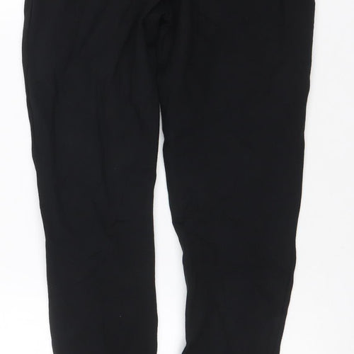 Marks & Spencer Women Black UK 12 Straight Leg Pull-On Trousers