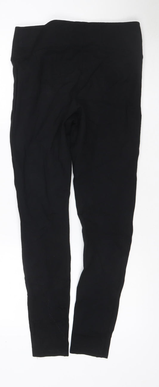 Marks & Spencer Women Black UK 12 Straight Leg Pull-On Trousers