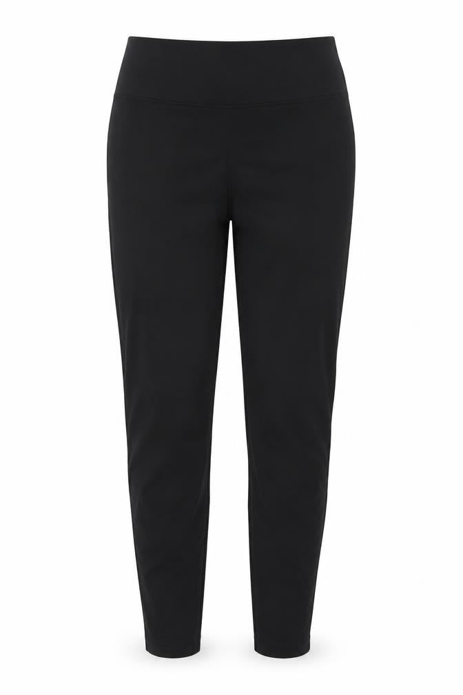 Front view of Marks & Spencer Women Black UK 12 Straight Leg Pull-On Trousers