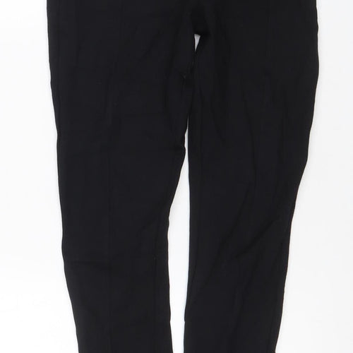Marks & Spencer Women Black UK 12 Straight Leg Pull-On Trousers