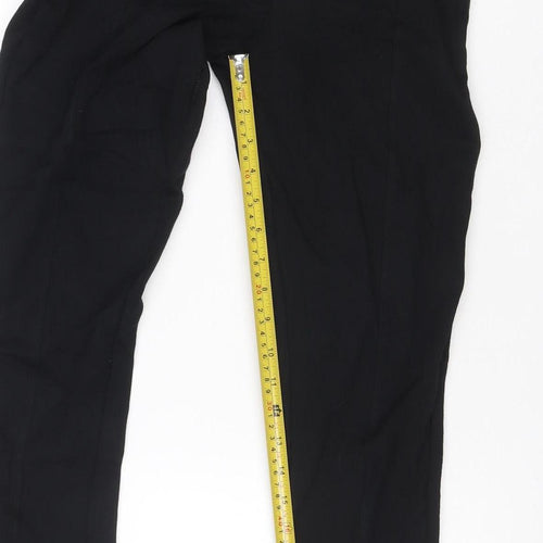 Marks & Spencer Women Black UK 12 Straight Leg Pull-On Trousers