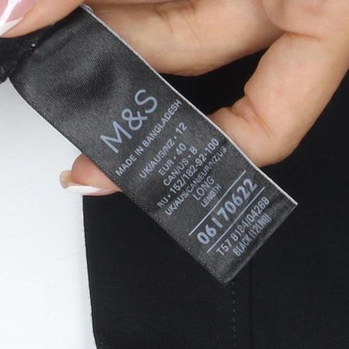 Marks & Spencer Women Black UK 12 Straight Leg Pull-On Trousers