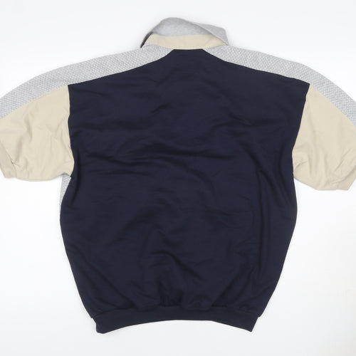 L.D. Sport International Men’s Large Navy Beige Colourblock Polo Shirt