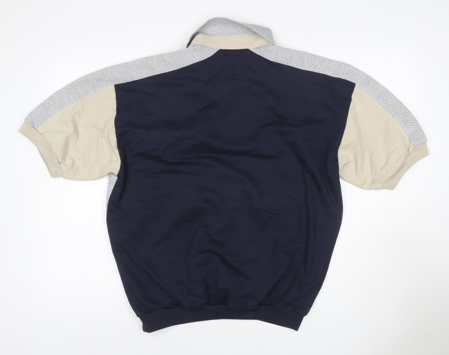 L.D. Sport International Men’s Large Navy Beige Colourblock Polo Shirt