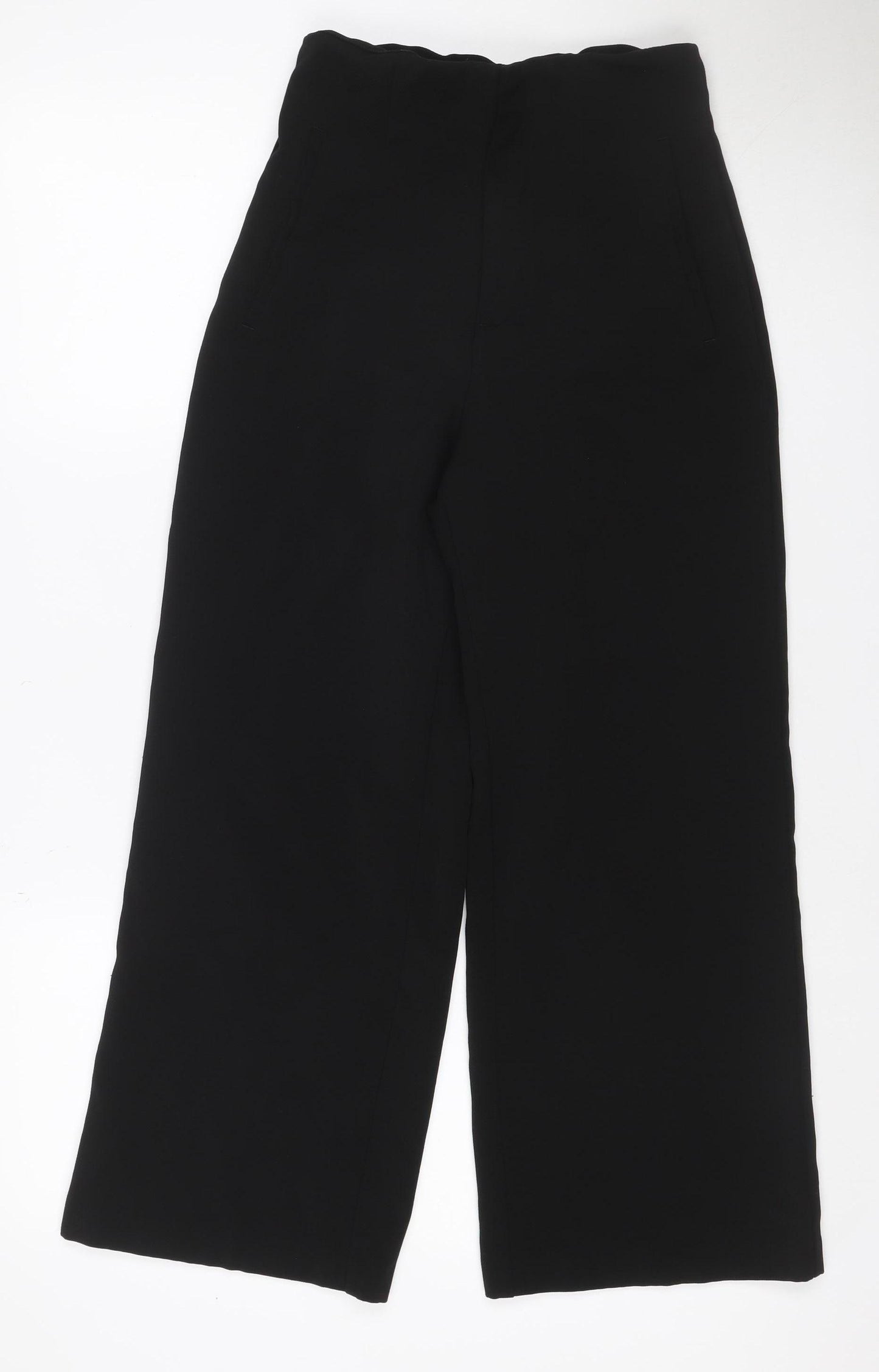 Zara Women’s Black UK 14 High Rise Wide Leg Tailored Trousers