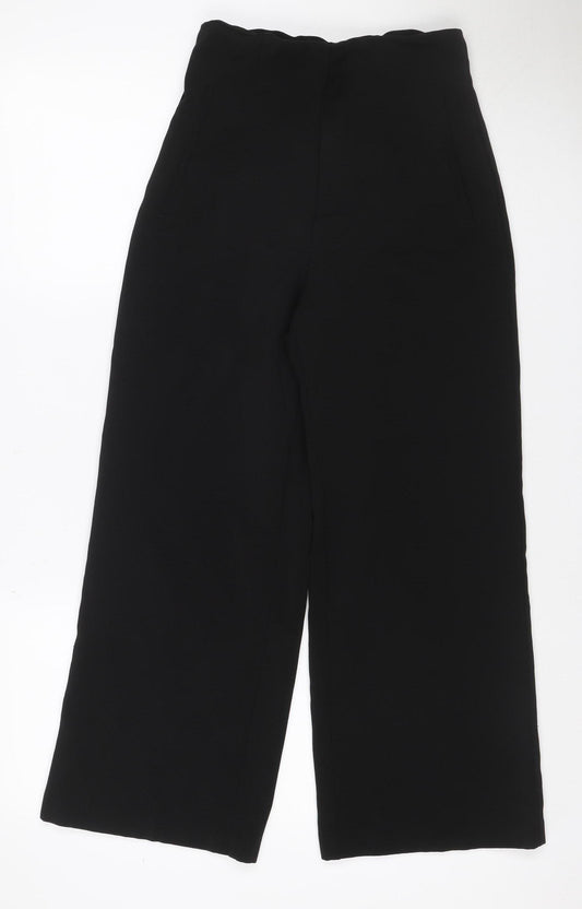 Zara Women’s Black UK 14 High Rise Wide Leg Tailored Trousers