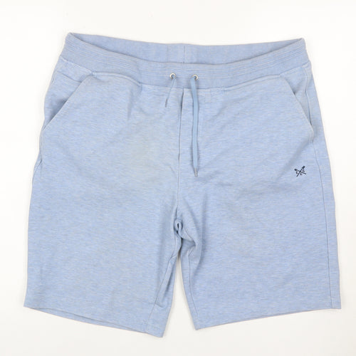 Crew Clothing Company Men Blue L Sweat Shorts Drawstring Logo Pockets