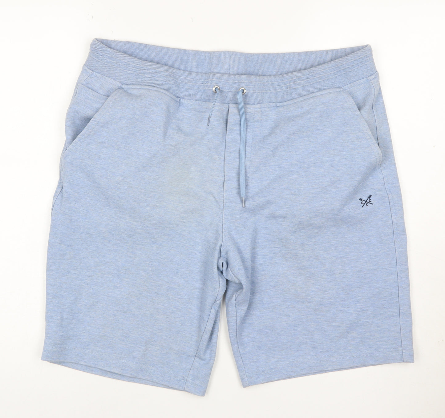 Crew Clothing Company Men Blue L Sweat Shorts Drawstring Logo Pockets