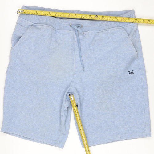 Crew Clothing Company Men Blue L Sweat Shorts Drawstring Logo Pockets