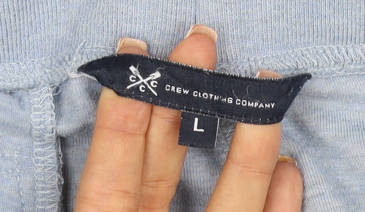 Crew Clothing Company Men Blue L Sweat Shorts Drawstring Logo Pockets