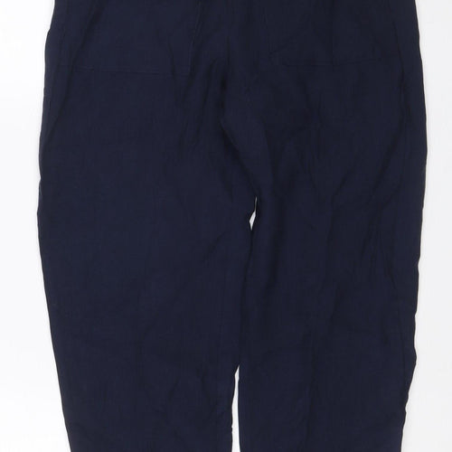 Marks & Spencer Women Blue UK 10 Short Wide Leg Drawstring Trousers