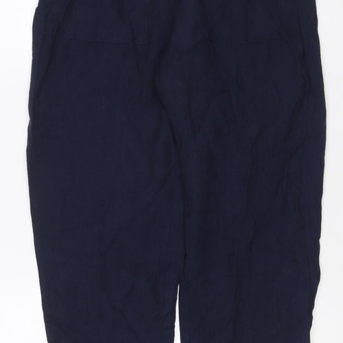 Marks & Spencer Women Blue UK 10 Short Wide Leg Drawstring Trousers