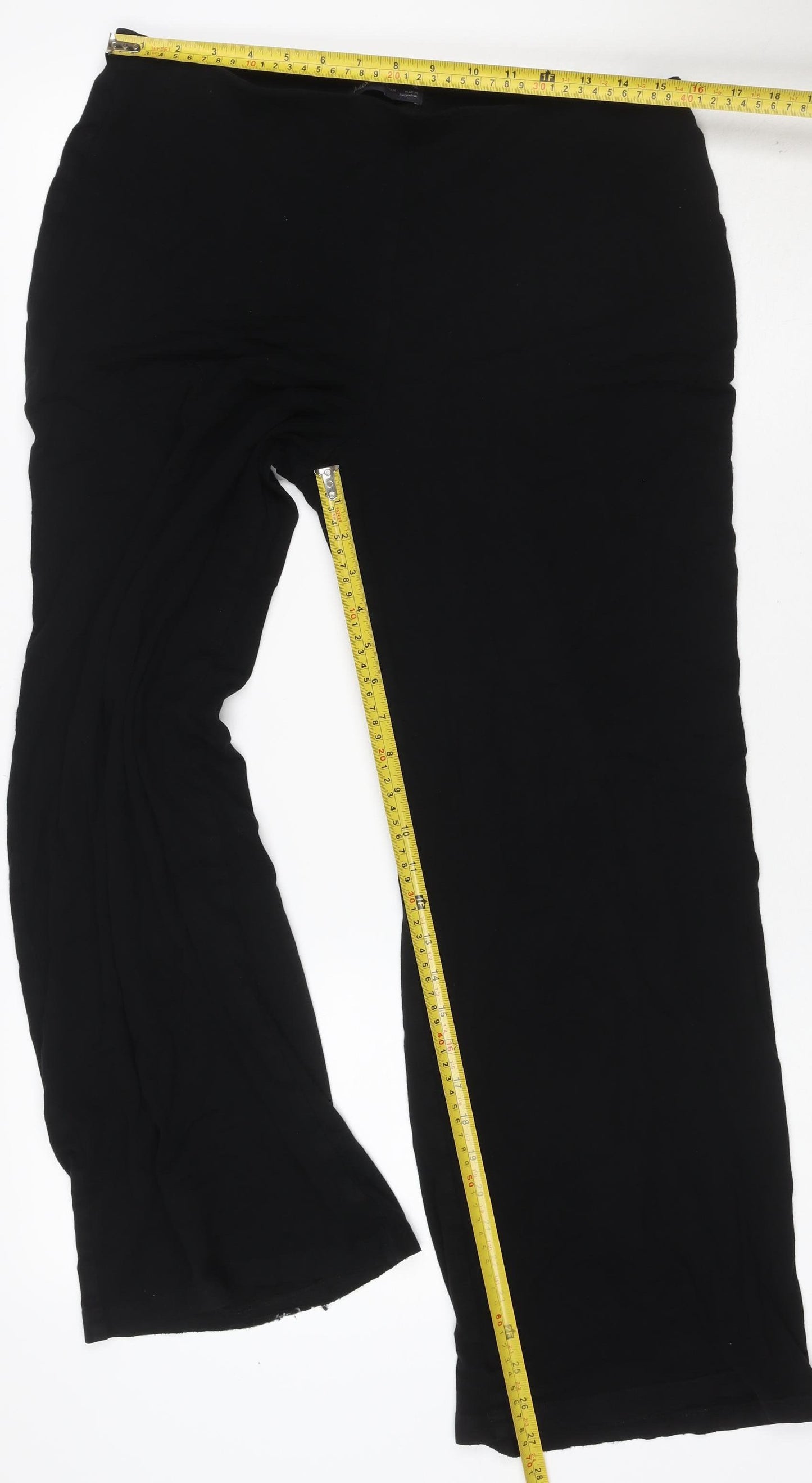 Marks & Spencer Women Black Size 16 Stretch Straight Leg Trousers