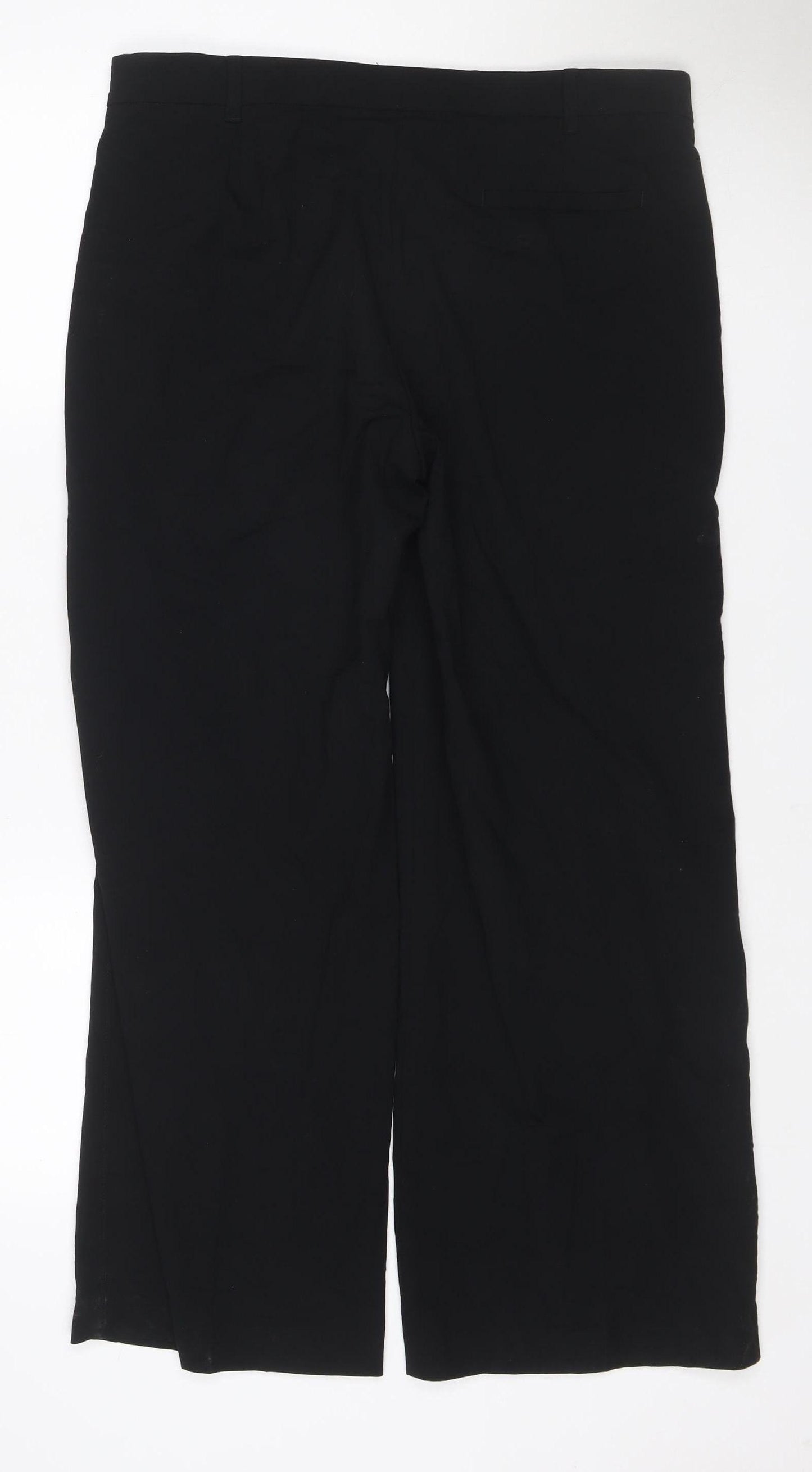 M&S Women Black UK 14 Wide-Leg Tailored Work Trousers