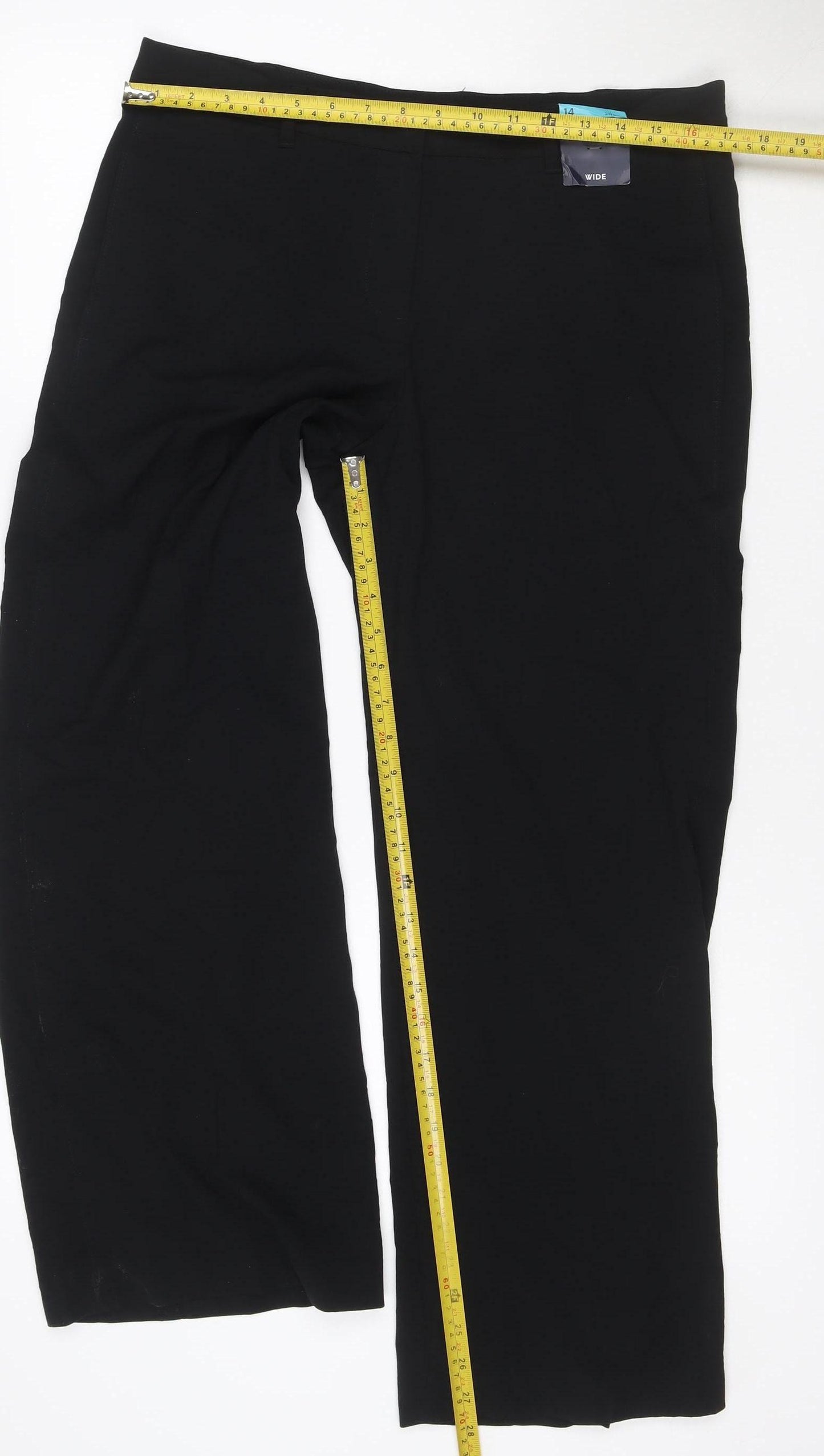 M&S Women Black UK 14 Wide-Leg Tailored Work Trousers