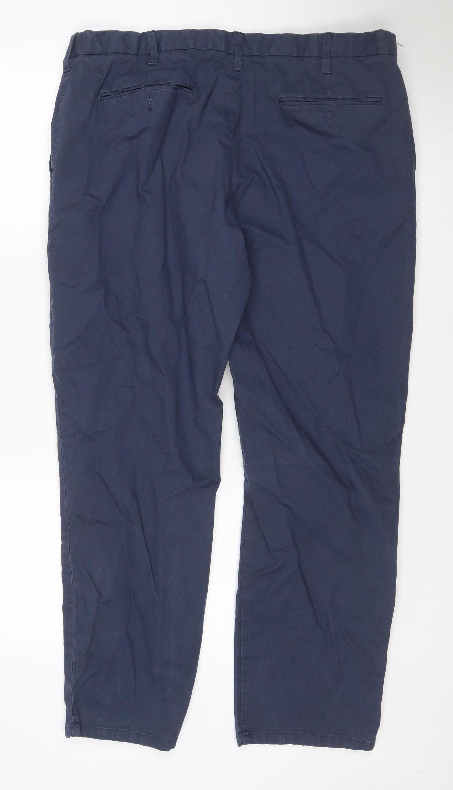 Marks and Spencer Men Blue 40in 31in Regular Straight Chino Trousers
