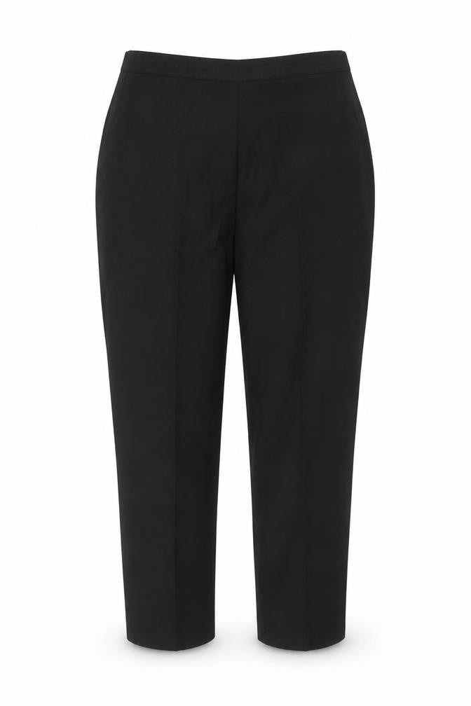 Front view of PINNS Women’s Black, size UK 14, Herringbone Stretch Straight Trousers