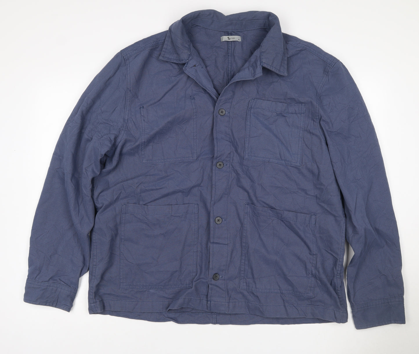 Tu Men’s Blue Cotton Utility Basic Jacket XL 46-48in Button Up