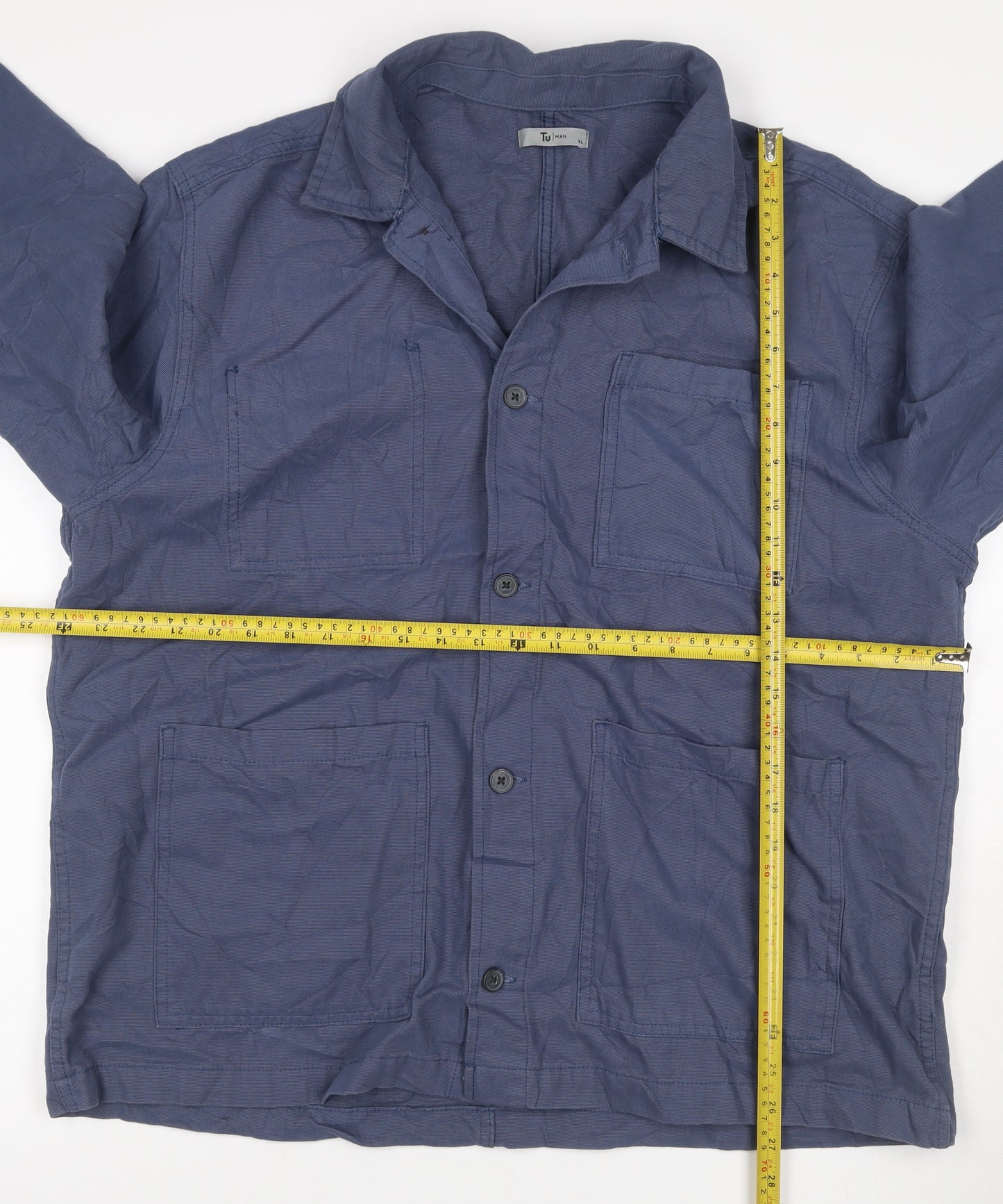 Tu Men’s Blue Cotton Utility Basic Jacket XL 46-48in Button Up