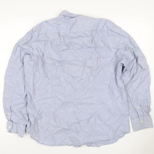 Moss 1851 Men’s Blue 16in Tailored Fit Cotton Long Sleeve Shirt