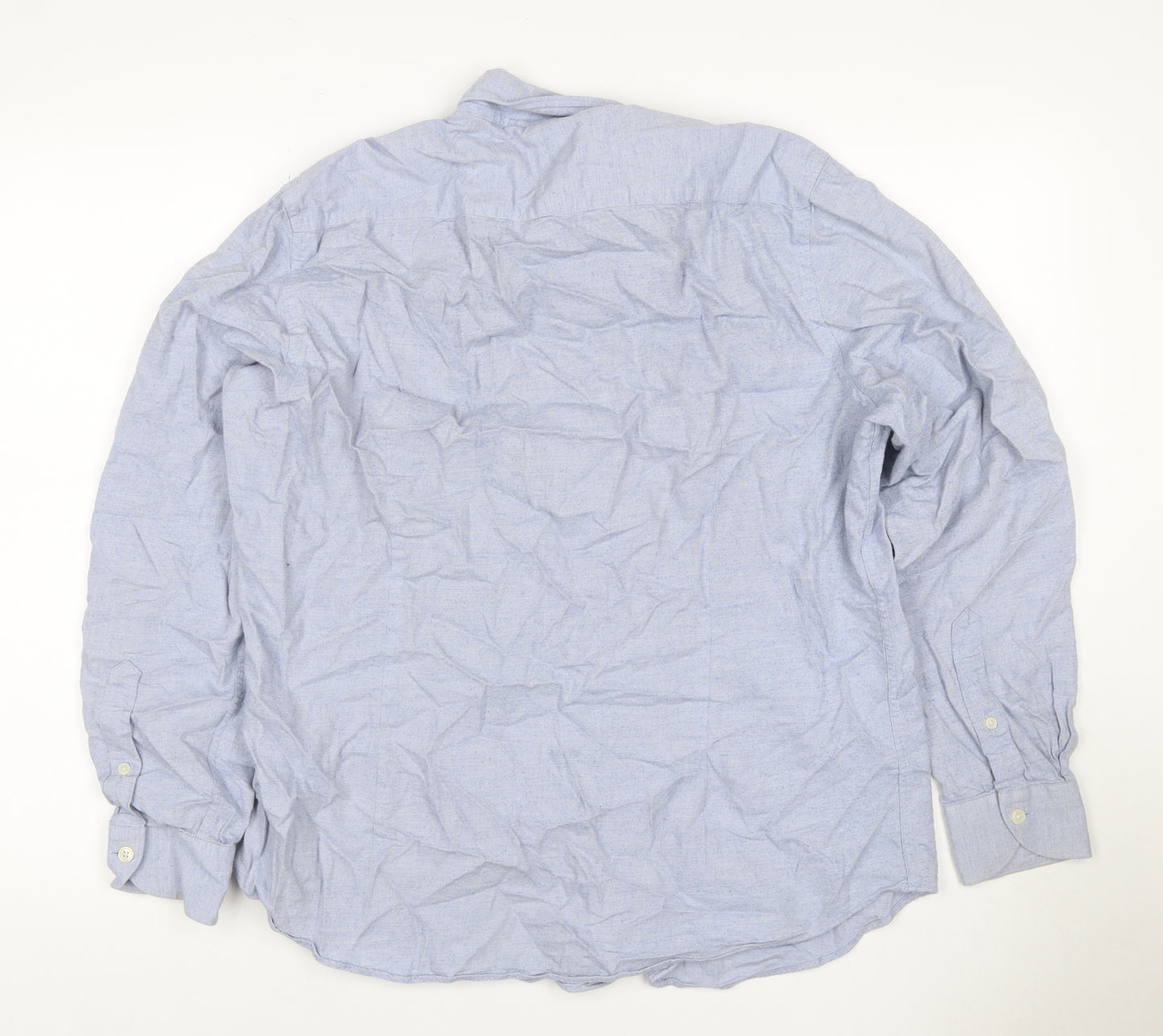 Moss 1851 Men’s Blue 16in Tailored Fit Cotton Long Sleeve Shirt