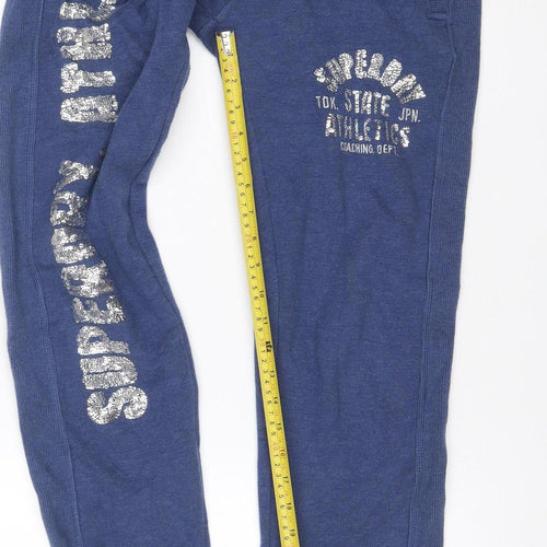 Superdry Women’s Blue S Jogger Sweatpants Cotton Blend Drawstring