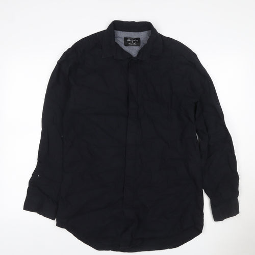 The Goodfellas Men Black M Long Length Cotton Button-Up Shirt