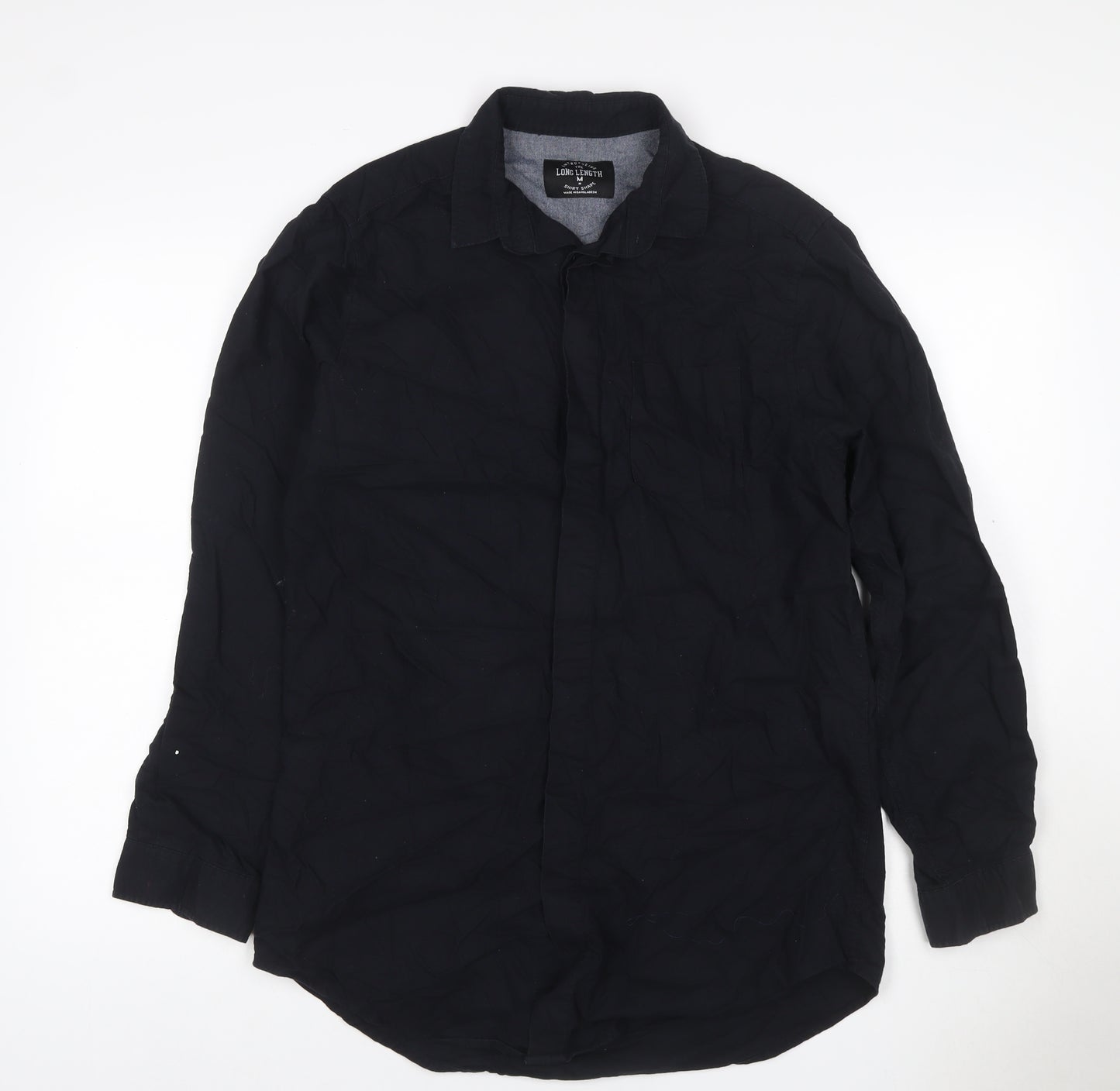The Goodfellas Men Black M Long Length Cotton Button-Up Shirt