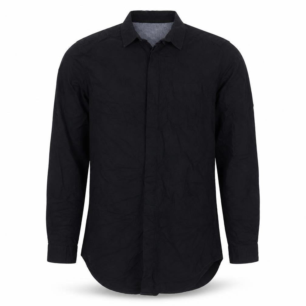 Front view of The Goodfellas Men Black M Long Length Cotton Button-Up Shirt
