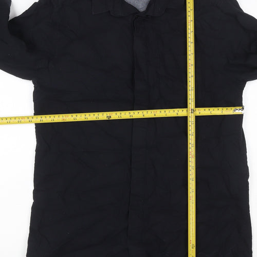 The Goodfellas Men Black M Long Length Cotton Button-Up Shirt