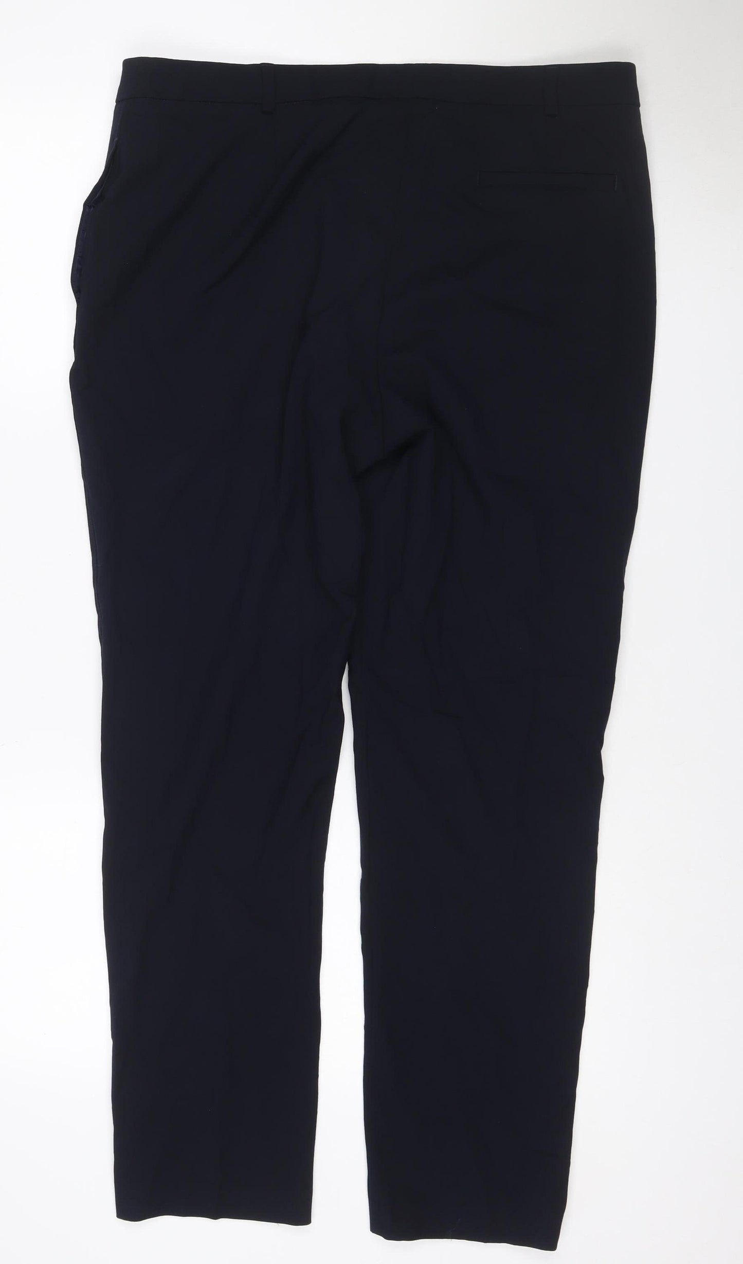 M&S Collection Women’s Blue UK 16 Straight Tailored Work Trousers