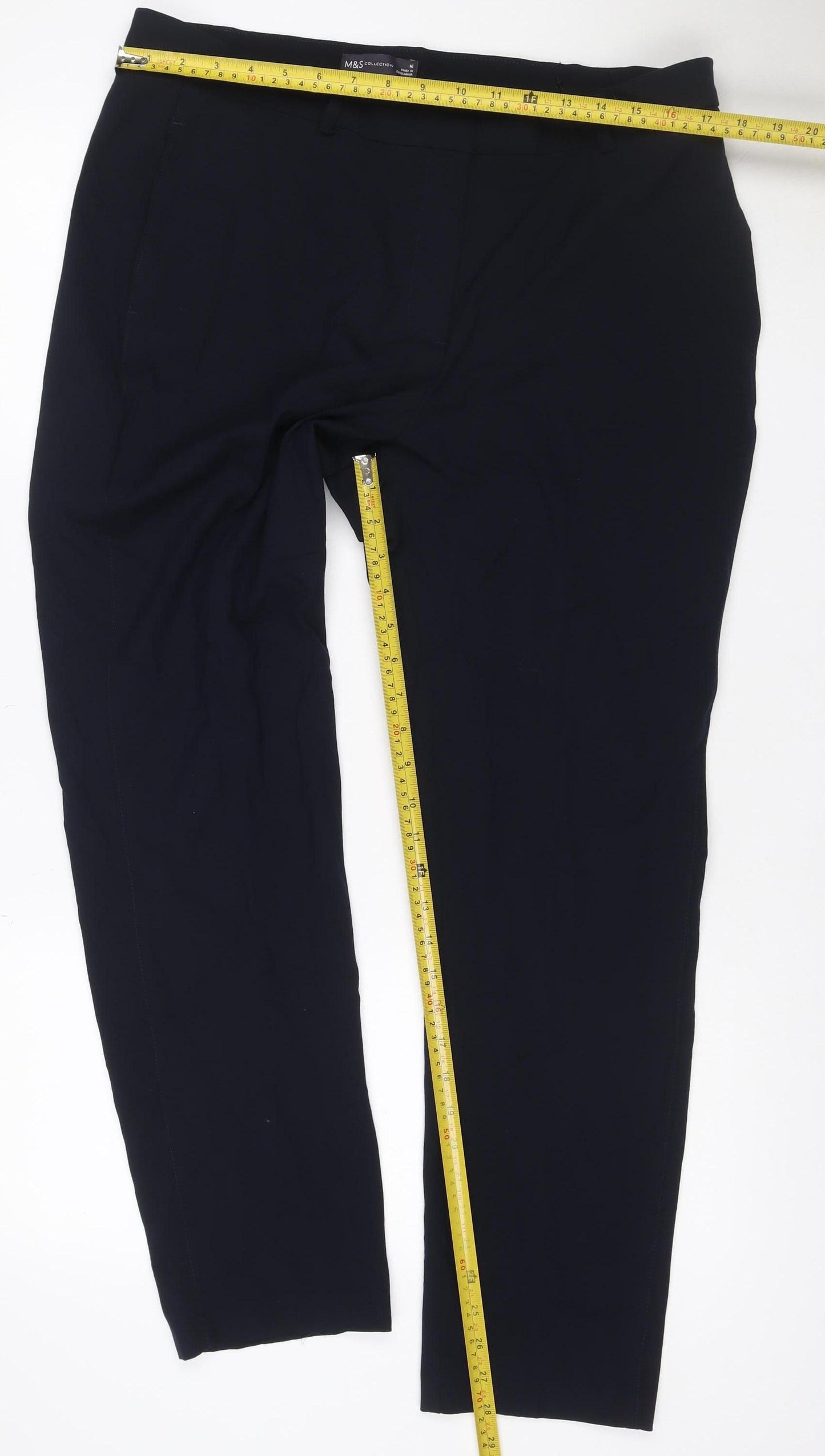 M&S Collection Women’s Blue UK 16 Straight Tailored Work Trousers