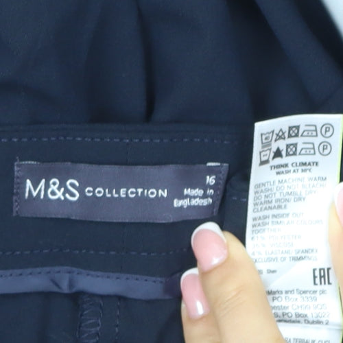 M&S Collection Women’s Blue UK 16 Straight Tailored Work Trousers