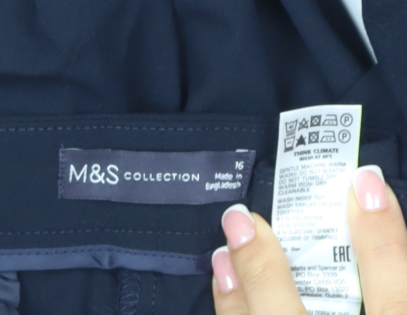 M&S Collection Women’s Blue UK 16 Straight Tailored Work Trousers