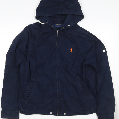 Polo Ralph Lauren Men Blue M Hooded Basic Jacket Full Zip Logo