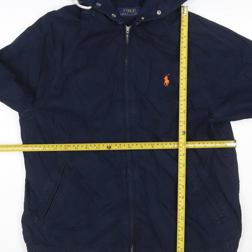 Polo Ralph Lauren Men Blue M Hooded Basic Jacket Full Zip Logo